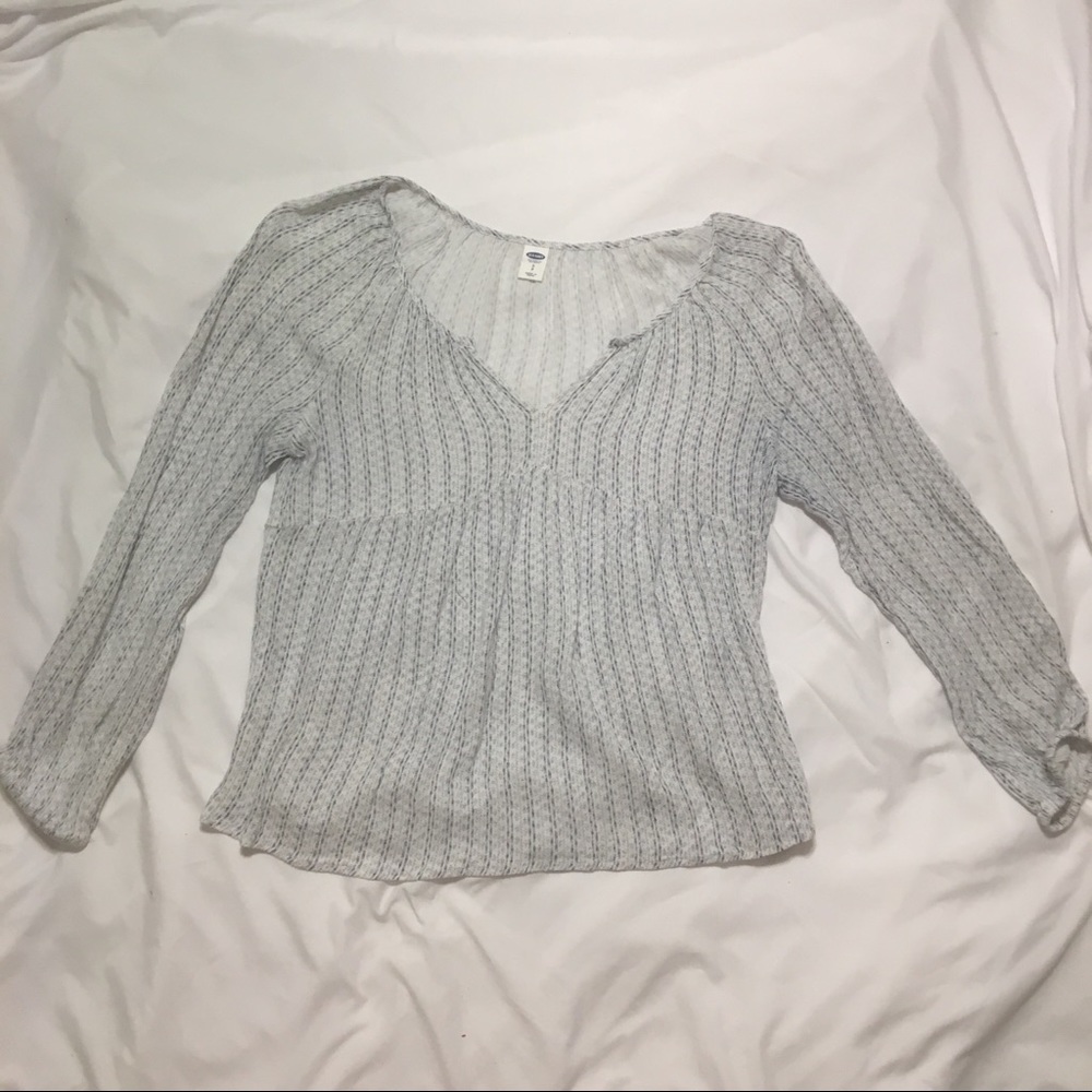 Blue and white blouse